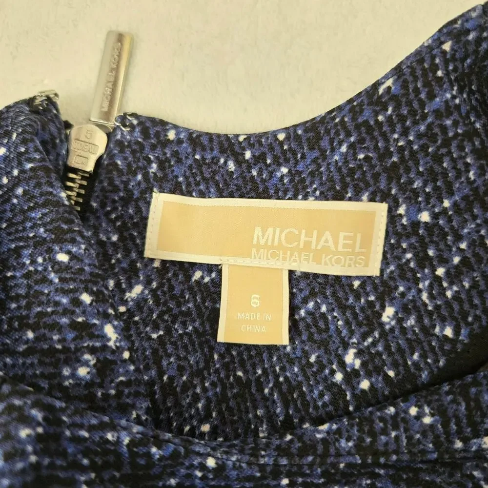 Michael Kors Women’s Sz6 Blue Speckled Fit & Flare Dress Zipper Pockets